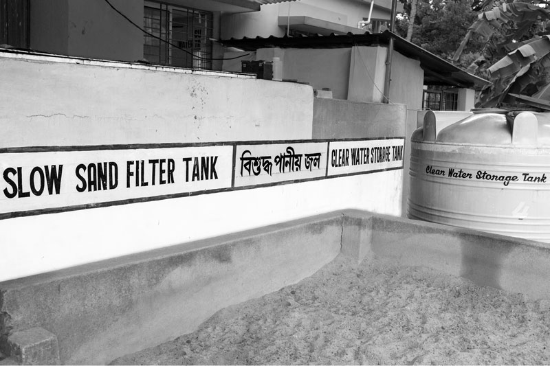 Outdoor filter beds where the supernatant water from flocculation tanks undergoes filtration – at Sulabh Safe Drinking Water plant in Madhusudankati village, North 24 Parganas district, West Bengal